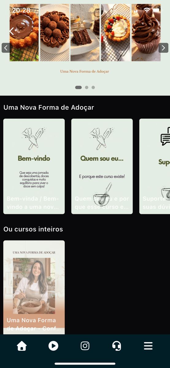 Tela de celular mostrando a área de alunas do curso na Kiwify
